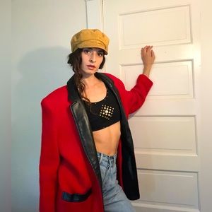 Vintage I.B. Diffusion Oversized Red Lambswool Blend Blazer & Two Large Pockets
